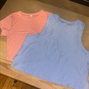 Bundle of Old Navy Tops - Blue  Cloud Soft Tank & Peach Ribbed Soft Tee